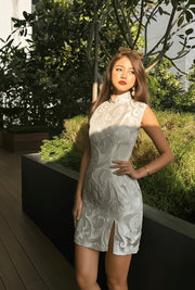 Veritas Brocade Qipao in Pearl