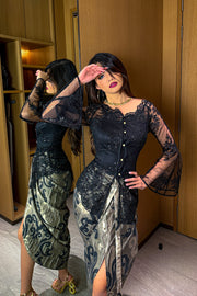Veloursa Kebaya in Midnight Tapestry