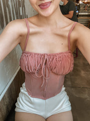 Kaia Ruched Bust Corset in Rouge Pink - FREYJA