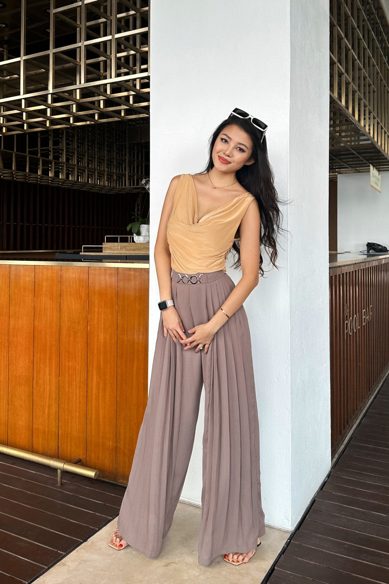 Threse Chiffon Pleated Pants in Grey – FREYJA