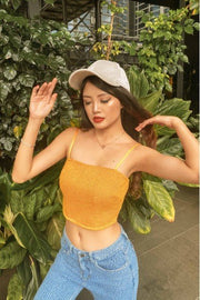Skye Spaghetti Knit Camisole in Yellow - FREYJA