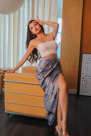 Silverscale Wrap Skirt in Lunar Graphite