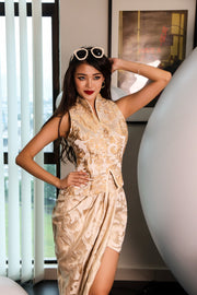 Opaline Gold Qipao Top in Imperial Silk (Limited)