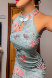 Muse Bloom Halter Qipao Mini Dress