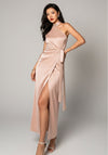 Kito Asymmetrical Wrap Maxi Qipao in Pink