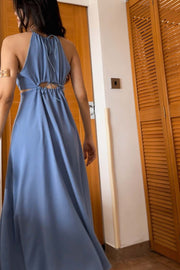 Rysha Side Cutout Maxi Dress in Blue