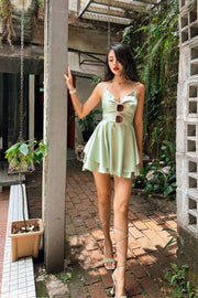 Icing Satin Flared Dress in Green (Size M and L on BACKORDER)