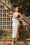 Jadea Asymmetrical Cutout Maxi Dress in White