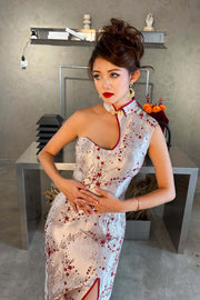 Amour Floral Qipao in Champagne Rose