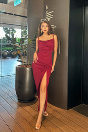 Ficiel Ruched Maxi Dress in Burgundy