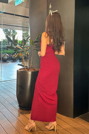 Ficiel Ruched Maxi Dress in Burgundy