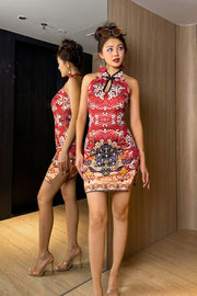 Rising Sun Cutout Mini Qipao