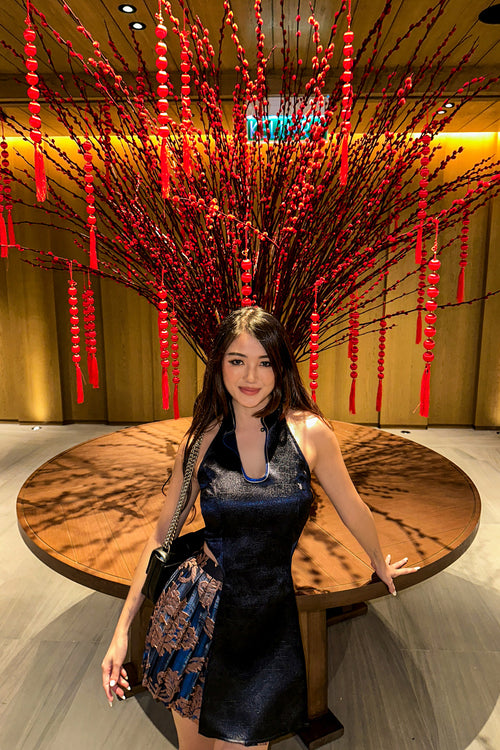 Isabeau Atelier Co-ord Qipao in Royal Blue