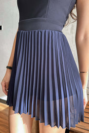 Zeldi Pleated Qipao in Oxford Blue