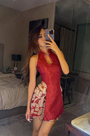 Isabeau Atelier Co-ord Qipao in Scarlet
