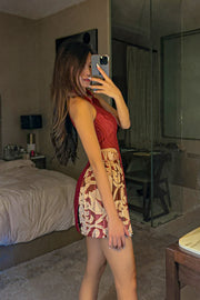 Isabeau Atelier Co-ord Qipao in Scarlet