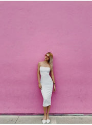 Shanae Midi Bodycon Dress in White