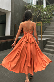 Hildon Flared Maxi Dress in Orange
