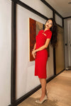 Gonxe Knit Midi Qipao in Red