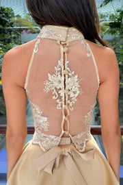 Le Fleur Embroidered Qipao Co - ord in Bare Silk - FREYJA