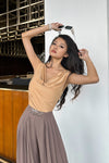 Mia Cowl Neck Top in Nude - FREYJA