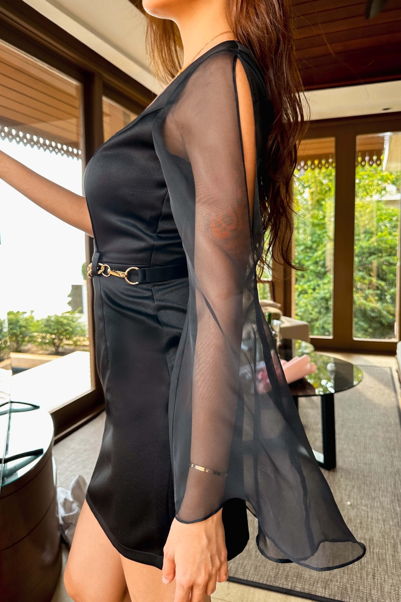Noir Toga Belted Dress | Asymmetrical Black Dress Malaysia FREYJA Noir Toga Belted Dress | Asymmetrical Black Dress Malaysia FREYJA