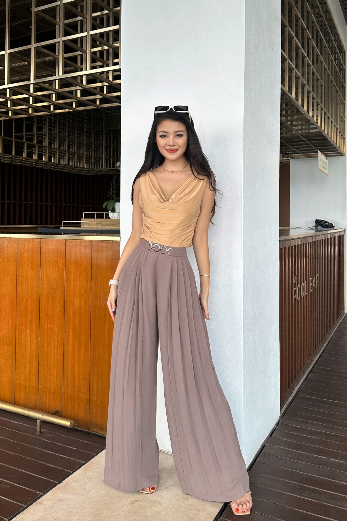 chiffon dress pants White Chiffon Wide-Leg Pants | High Waist, Lined & Split