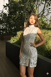 Veritas Brocade Qipao in Pearl - FREYJA