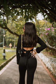 Offi Long Sleeved Bodycon Jumpsuit in Black
