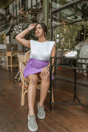 Mirande Pleated Chiffon Skirt in Purple