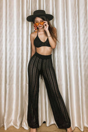 Lyra Crochet Top & Pants Set in Black