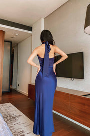 Naaqse Satin Maxi Gown in Navy
