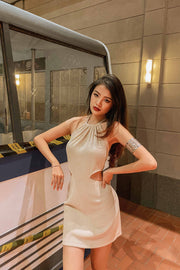 Jeui Cutout Knit Dress in Cream