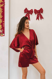 Kira Kimono Playsuit in Red