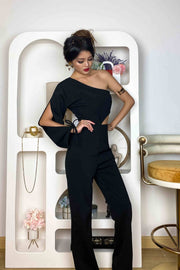 Pipper Toga Jumpsuit in Black - FREYJA