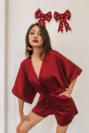 Kira Kimono Playsuit in Red