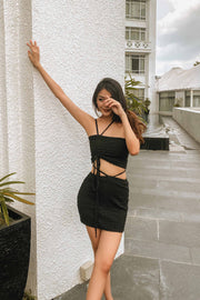 Louf Strappy Co-ord Skirt Set in Black